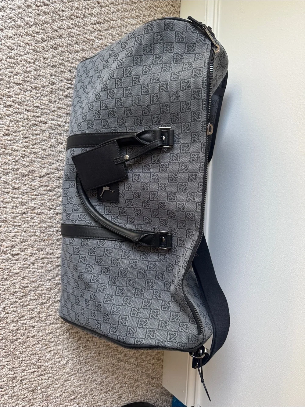 Nike Grey Monogram Backpack and Weekend Bag Set